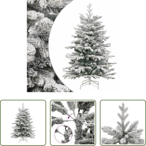 Nieve artificial -  Árbol de Navidad artificial con bisagras y nieve flocada 150 cm