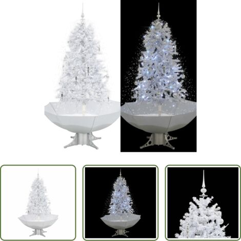 Nieve artificial -  Árbol de Navidad con nieve con base en paraguas blanco 170 cm