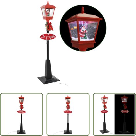Nieve artificial -  Farola de Navidad con Papá Noel y LED 180 cm