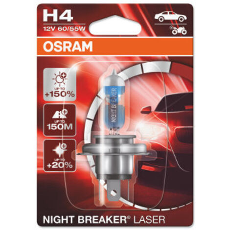 NIGHT BREAKER® LASER NEXT GENERATION - H4 - Jusqu'à 150% de lumière en plus, 20% plus blanche - Portée jusqu'à 150m - BLISTER : 1 - OSRAM - 64193NL-01B