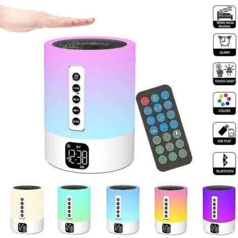 Night Light Bluetooth Speaker, White Noise Machine, Touch Bedside Lamp With Alarm Clock Bluetooth Speaker, Dimmable Multi-color Changing Bedroom Table