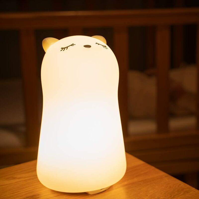 Night Light for Kid,Cute Baby Toddler Girls Led Nursery Silicone Squishy Color Changing Animal Lamp,Cat Portable Touch Control USB Rechargeable Glow