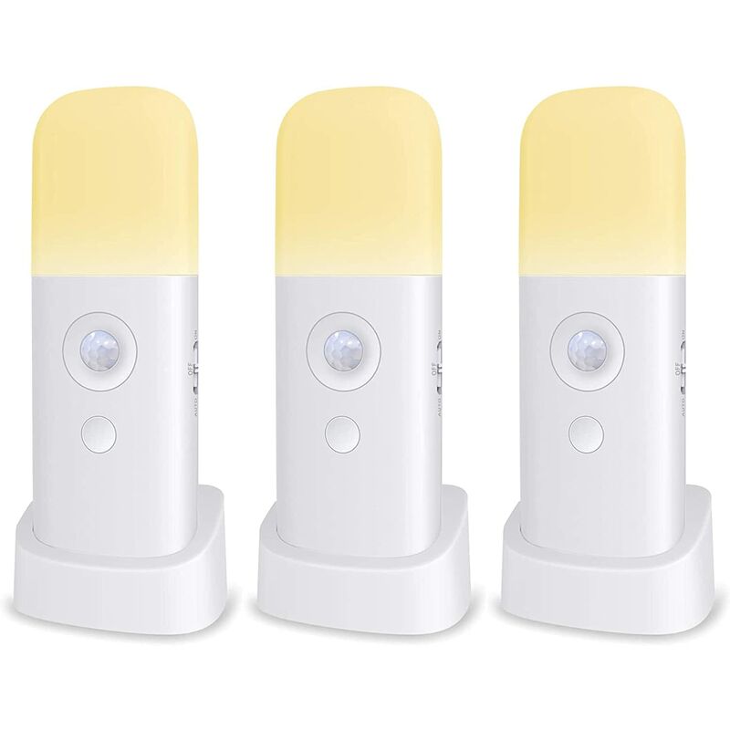 Night Light for Kids, Motion Sensor Lamp, Adjustable Brightness, Portable, Rechargeable, for Bedroom, Kid's Room and Living Room (3-PACK)