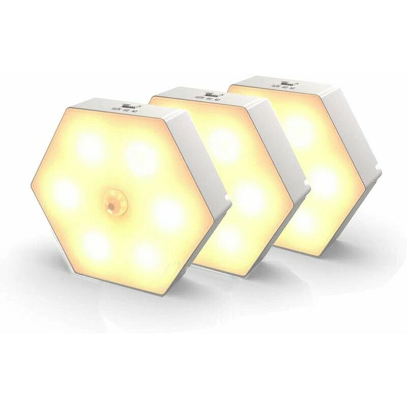 Hoopzi - Night Light with Motion Sensor, Motion Light with Battery, Automatic On / Off Night Light, led Motion Sensor for Hallway, Bedroom (Warm