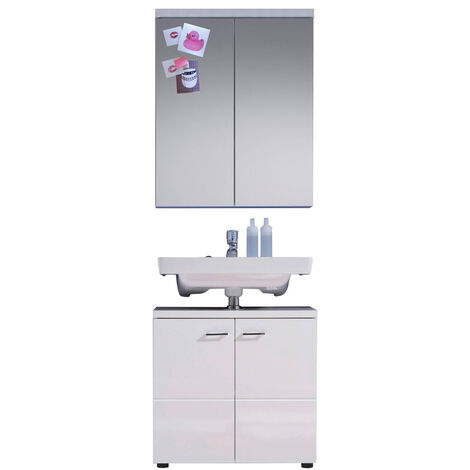 Nightlife Ensemble de meubles de salle de bain, armoire murale avec miroir, blanc. - Blanc