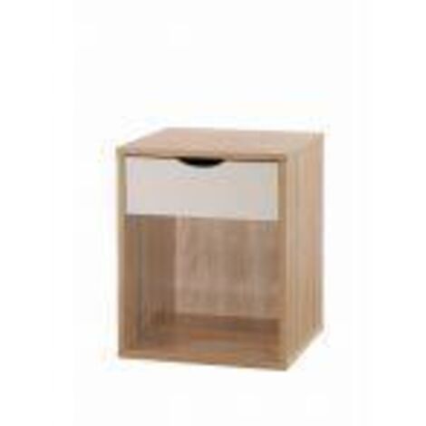 Nightstand With 1 Drawer Modern Design Sonoma Oak & White Bedside Table