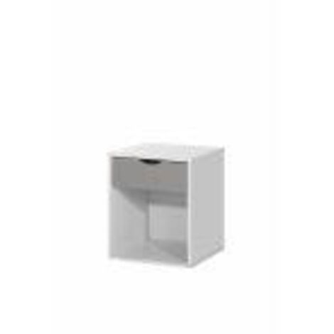 Nightstand With 1 Drawer Modern Design White & Grey Bedside Table