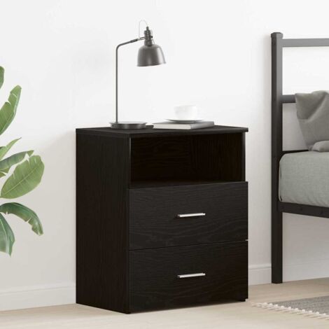 Nightstand with Drawer Black oak 50 x 32 x 60cm Engineered wood vidaXL