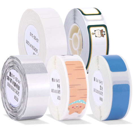 Niimbot 5 Rollen Etikettenpapier Thermodruckpapier Name Preis Große Barcode Aufkleber Wasserdicht Reißfest Kompatibel mit D11 Etikettendrucker fur Home Office Organisation Supermarkt Shop Catering