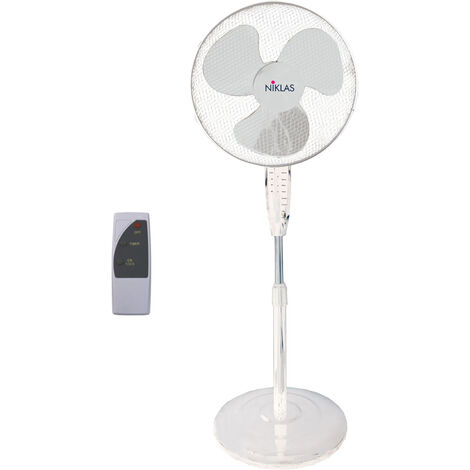 Ventilatore a piantana, Barat, 45W, bianco con dettagli cromati, +  telecomando e Pannello Tattile , Lba Home.