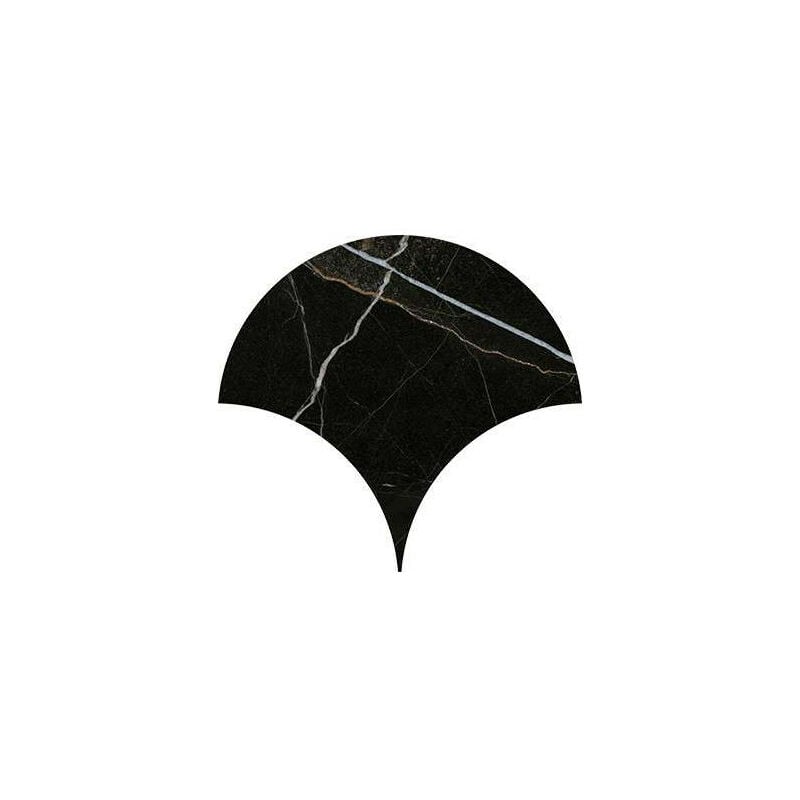 Carrelage sol / mur forme écaille de poisson grand format effet marbre noir nikoi tulum macao