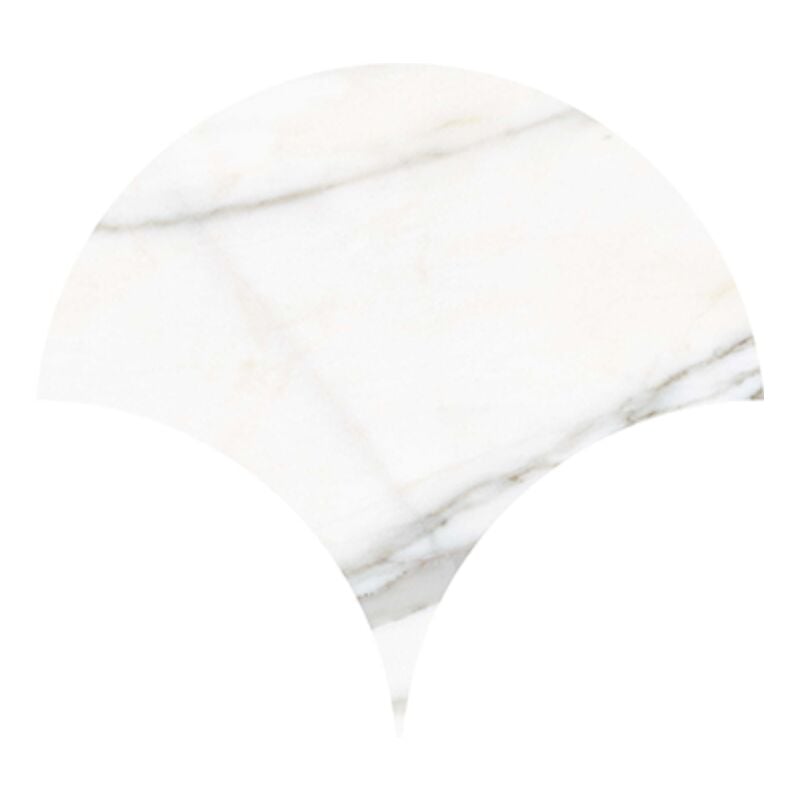 Carrelage sol / mur forme écaille de poisson grand format effet marbre blanc nikoi tulum verbier