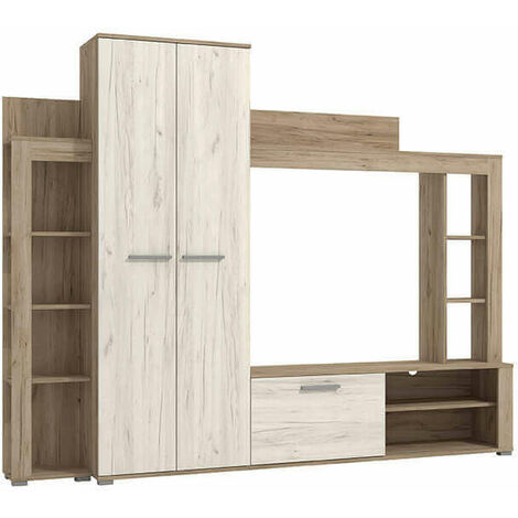 NILA - parete attrezzata moderna colore rovere grigio bianco