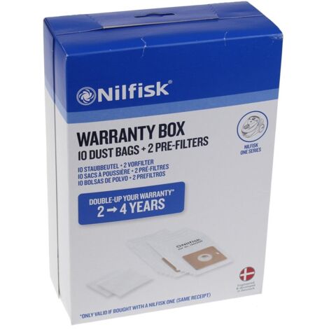 Nilfisk - sacchetto di aspirapolvere neo warranty - 10 pz+ 2 filtro - 42000600 - 5715492162536