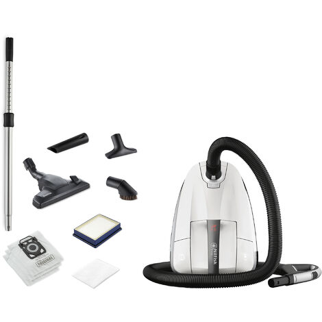 Nilfisk Staubsauger inkl. 4 Zubehörteile, hilft bei Allergien, energieeffizient und leise, mit Beutel, Weiß - Elite