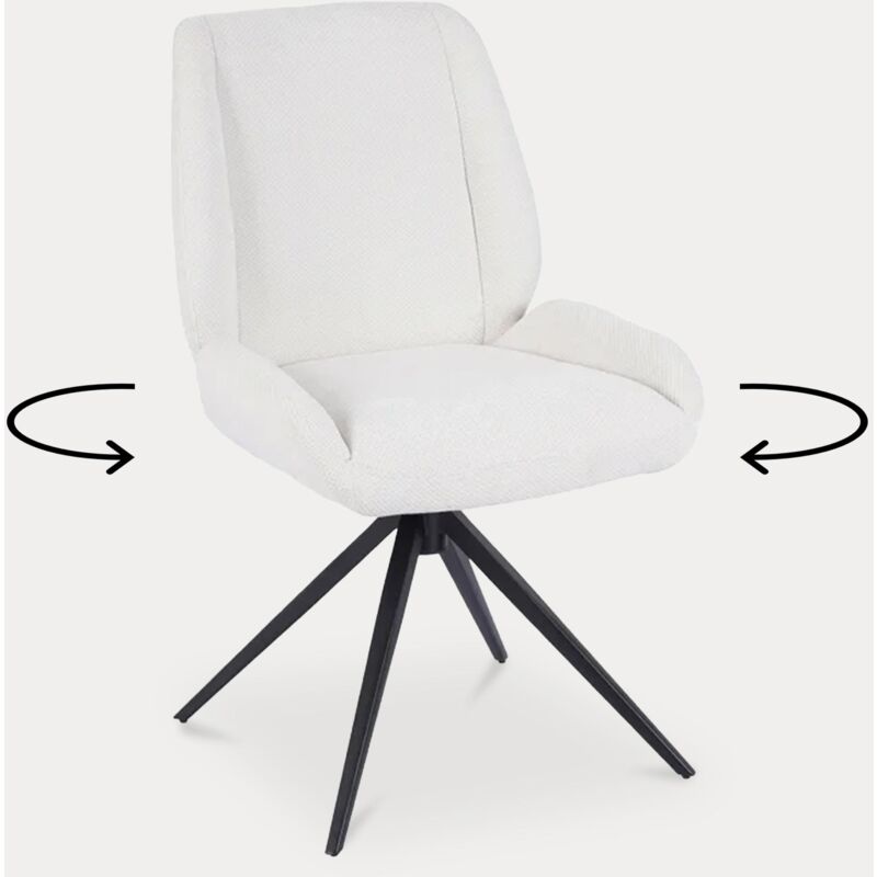 Mobilier Deco - nilly - Lot de 2 chaises en tissu beige pieds en métal noir