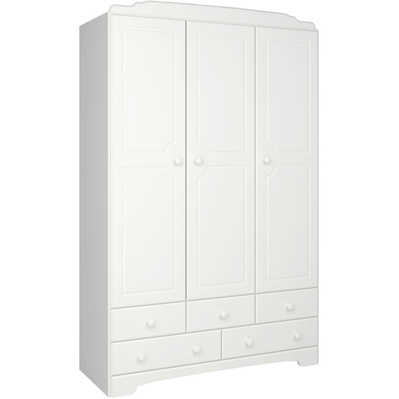 Ebuy24 - Nilon armoire de rangement 3 portes 5 tiroirs blanc.