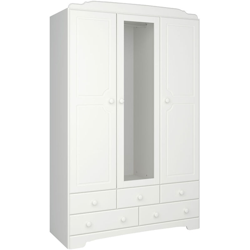 Ebuy24 - Nilon armoire de rangement 3 portes 5 tiroirs blanc.