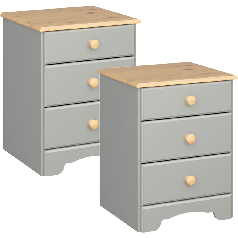 Nilon table de nuit 2 pièces 3 tiroirs gris, doré.