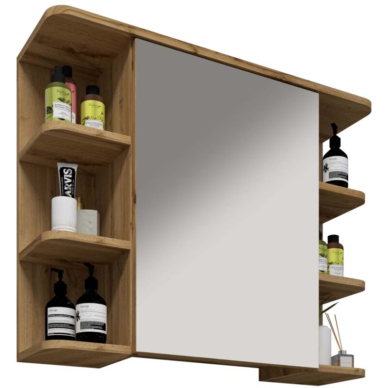 Nilosi armoir de salle de bain avec miroir chêne décor.