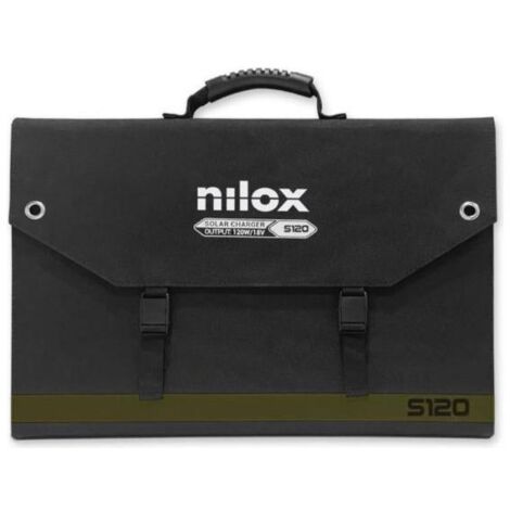 Nilox Pannelli Solari S120, Pannello Fotovoltaico Mono Splitcristallino da 120W per Gite Fuoriporta e Uso Domestico, Ricarica di Devices a 5V, Power Station ed Elettrodomestici se Collegato con Invert