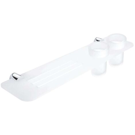 Nimco Bormo - Mensola con vetri e fori fresati, lunghezza 50 cm, plexiglas opaco/cromo BR X350-58DW-26