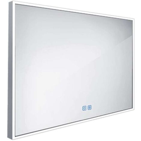 Nimco Espejos - Espejo con iluminación LED, 100x70 cm, sensor táctil, aluminio ZP 13004VX