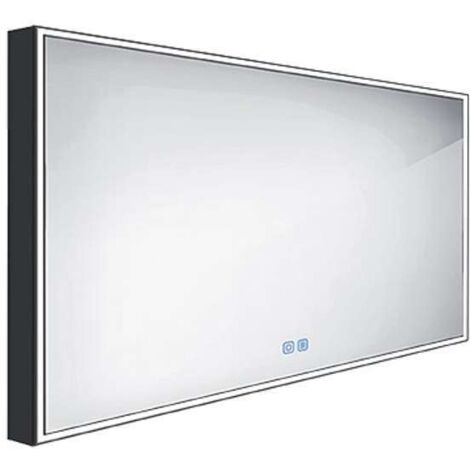 Nimco Espejos - Espejo con iluminación LED, 120x70 cm, sensor táctil, negro ZPC 13006VX-90