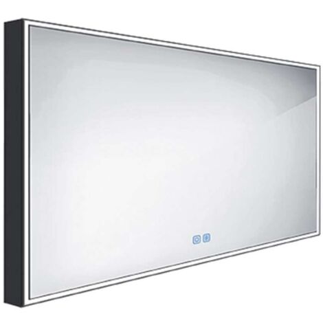 Nimco Espejos - Espejo con iluminación LED, 140x70 cm, sensor táctil, negro mate ZPC 13008VX-90