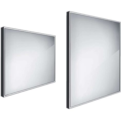 Nimco Espejos - Espejo con luz LED, 80x70 cm, aluminio/negro ZPC 13003-90