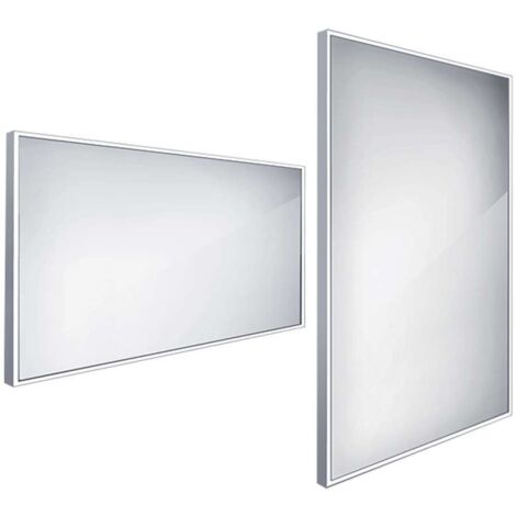 Nimco Espejos - Espejo en marco con iluminación LED, 140x70 cm, aluminio ZP 13008