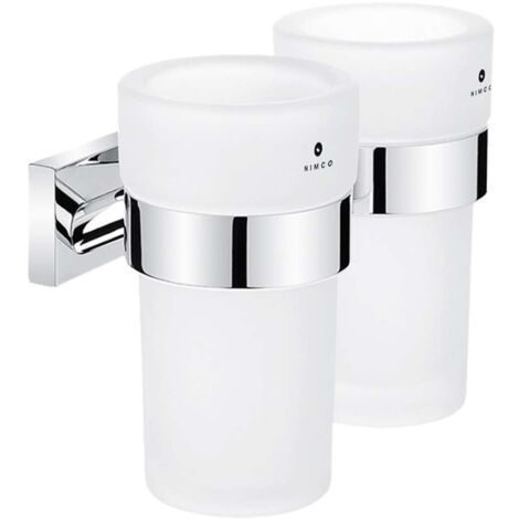 Nimco Keira - Bicchieri per spazzolino e dentifricio con supporto, vetro smerigliato/cromo KE 22058DW-26