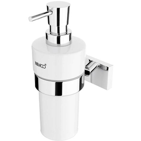 Nimco Keira - Distributore di sapone in ceramica con supporto, bianco/cromo KE 22031KN-T-26