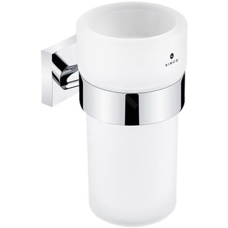Nimco Keira - Gobelet pour brosses à dents et dentifrice avec support, verre mat/chrome KE 22058W-26