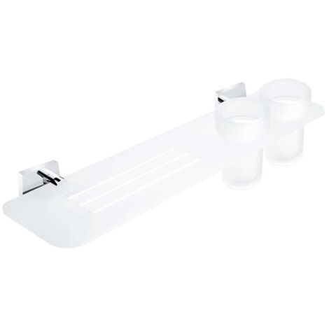 Nimco Keira - IXI mensola con fori fresati, 50 cm, con vetri, vetro satinato/cromo KE X350-58DW-26