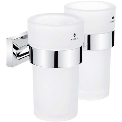 Nimco Keira - Verres à brosse à dents et à dentifrice avec support, verre dépoli/chrome KE 22058DW-26
