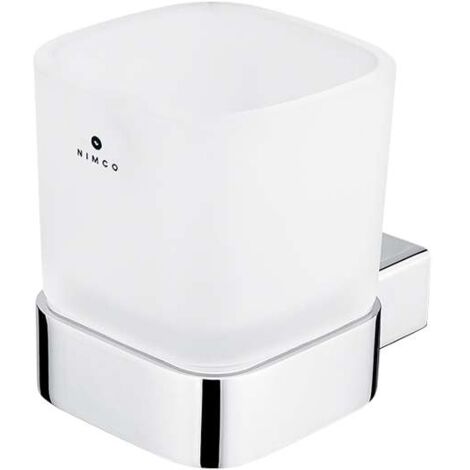 Nimco Kibo - Barattolo per spazzolino e dentifricio con supporto, vetro smerigliato/cromo Ki 14058C-26