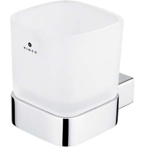 Nimco Kibo - Bote de cepillo de dientes y pasta dentífrica con soporte, vidrio esmerilado/cromo Ki 14058C-26
