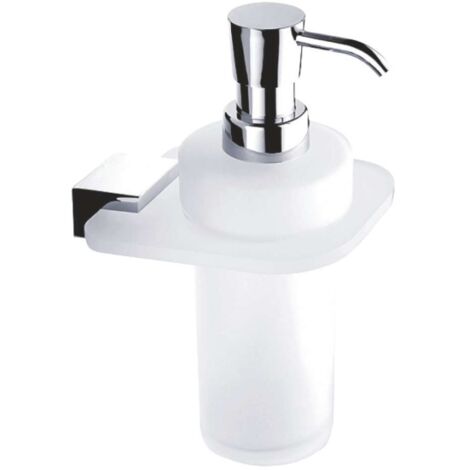 Nimco Kibo - Dispensador de jabón con soporte, cristal esmerilado/cromo Ki X3-31W-26