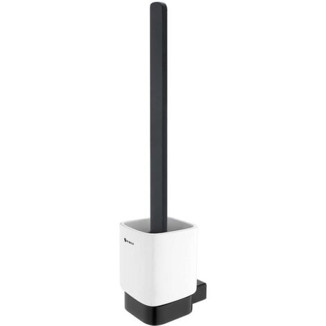 Nimco Kibo - Escobillero de pared con soporte, cerámica blanca/negra mate Ki-14094KN-HR-90