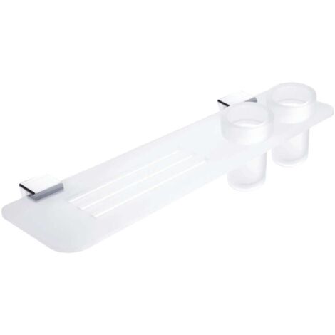 Nimco Kibo - Estante con agujeros fresados y vidrios, longitud 50 cm, plexiglás mate/cromo Ki X350-58DW-26