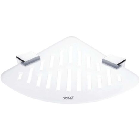 Nimco Kibo - Estante esquinero con orificios fresados, cristal esmerilado/cromo Ki X212-26