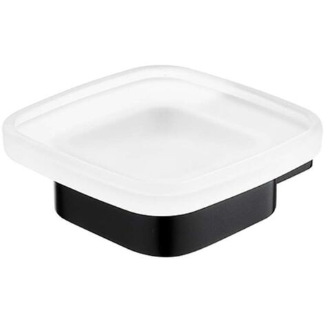 Nimco Kibo - Jabonera con soporte, vidrio esmerilado/negro mate Ki-14059C-90