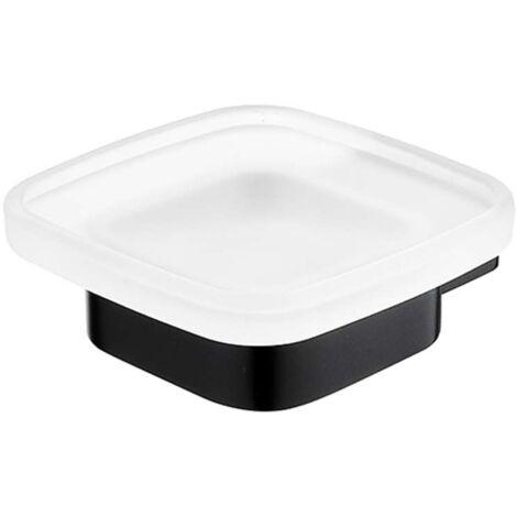 Nimco Kibo - Portasapone con supporto, vetro satinato/nero opaco Ki-14059C-90