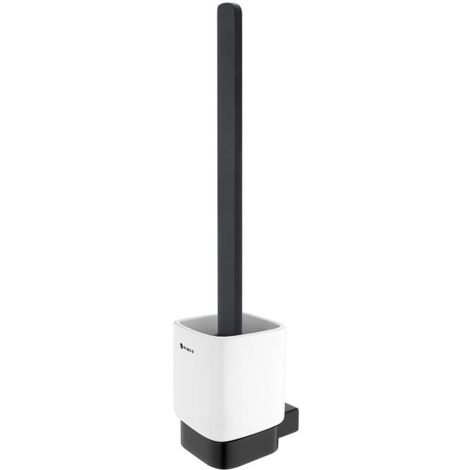 Nimco Kibo - Scopino a parete con supporto, ceramica bianca/nero opaco Ki-14094KN-HR-90