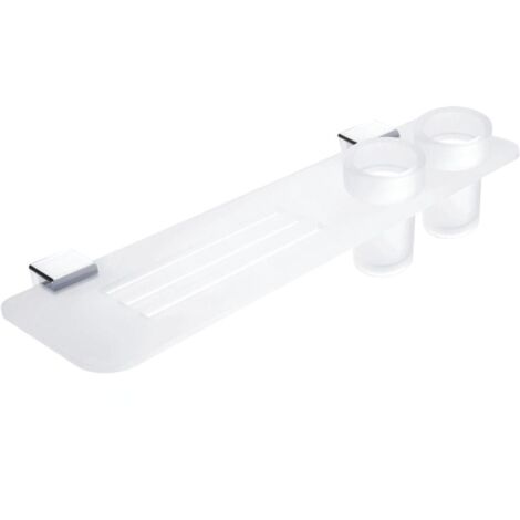 Nimco Kibo - Tablette avec trous fraisés et verres, longueur 500 mm, plexiglas mat/chrome Ki X350-58DW-26