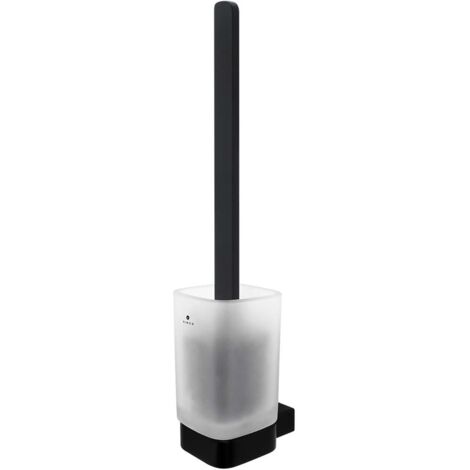 Nimco Kibo - Wand-WC-Bürste mit Halter, mattiertes Glas/schwarz matt Ki-14094CN-HR-90