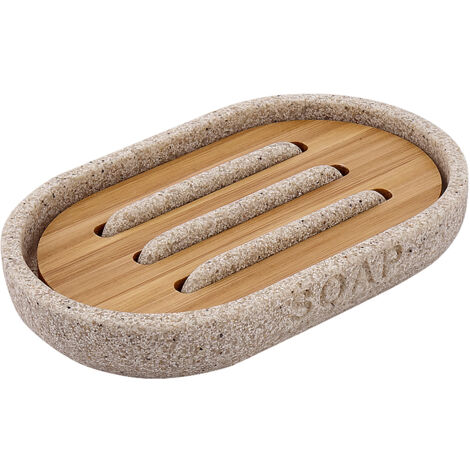 Nimco Kora lavabo distributeur de savon sable et bois de bambou KO 24059-86