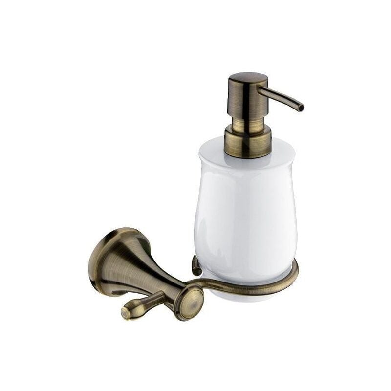 Lada - Distributeur de savon avec support, blanc/laiton la 19031K-65 - Nimco