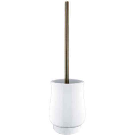 Nimco Lada - Escobillero de pie con soporte, blanco/latón 1094LA-65